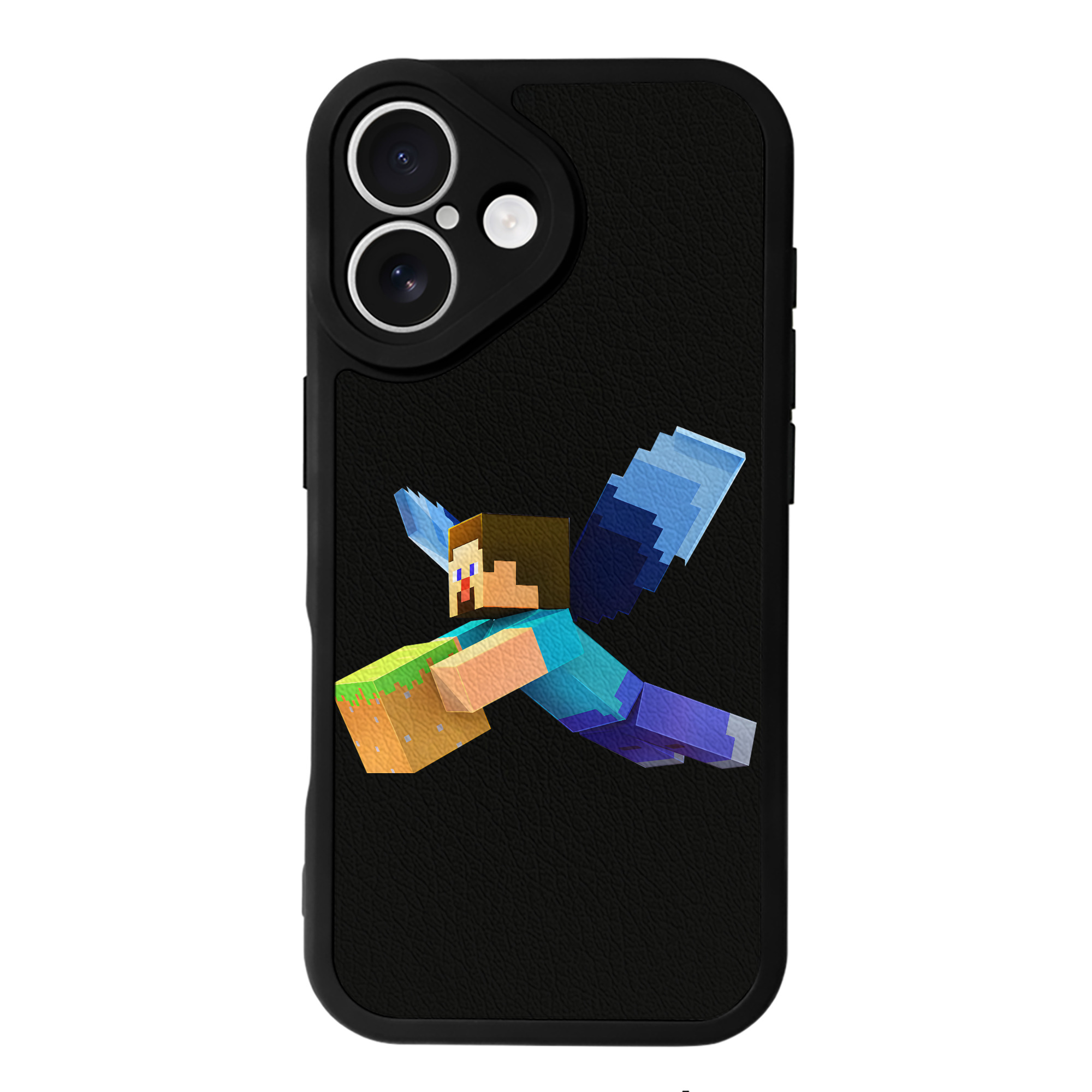 （画像用） マインクラフト ブロックの世界 Minecraft MC Block world 【iPhone 16シリーズ対応】シリコンスマホケース（レザー調） 材質：シリコン